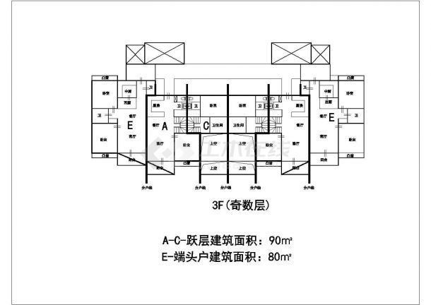 某花园式小区高层住宅楼建筑设计施工CAD图纸-图二