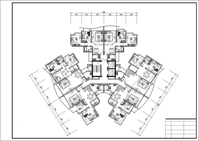 某小高层点式户型异型建筑设计施工CAD图纸_图1