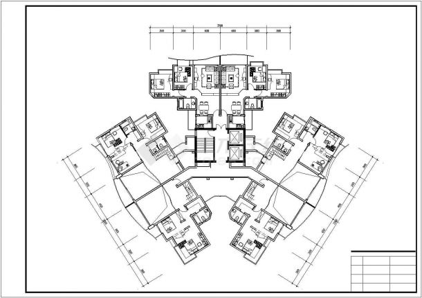 某小高层点式户型异型建筑设计施工CAD图纸-图二