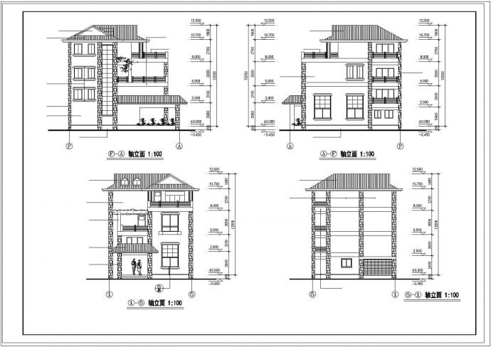 某四层私宅建筑设计CAD施工图（含效果图）_图1
