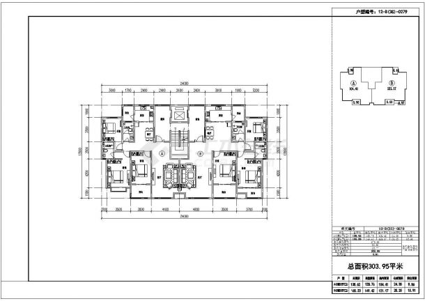 某城市大联排住宅建筑电梯入户设计施工CAD图纸-图一