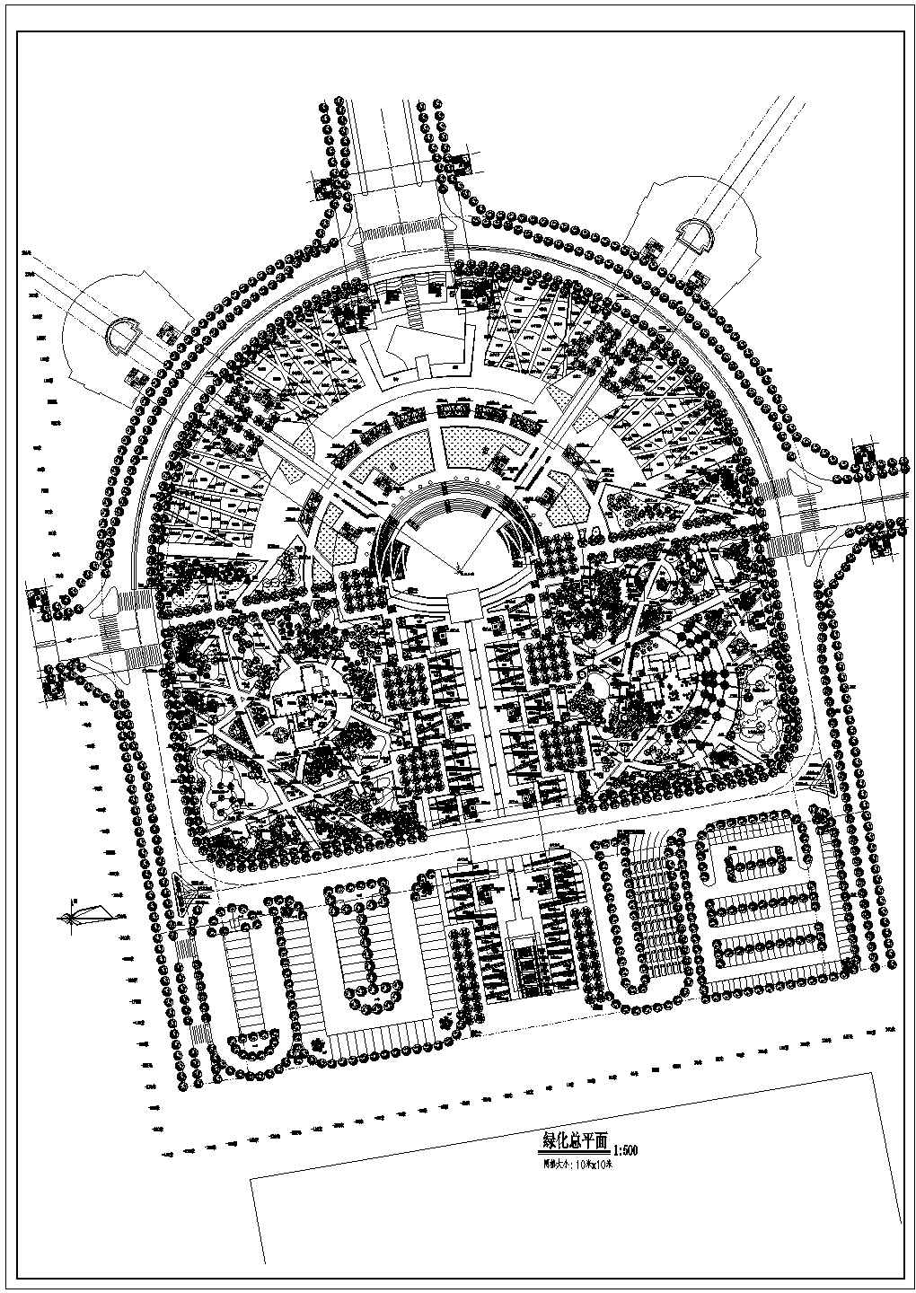 张家界火车站广场绿化规划设计cad总平面施工图