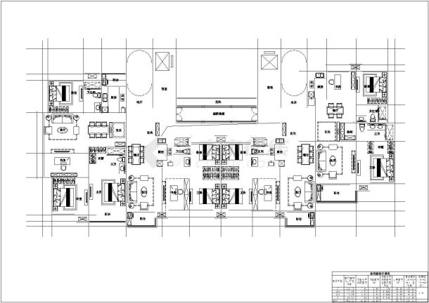 某城建合院四房建筑户型设计施工CAD图纸-图一
