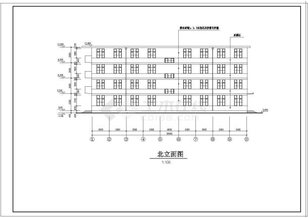 某单位宿舍楼建筑设计cad施工图纸-图二