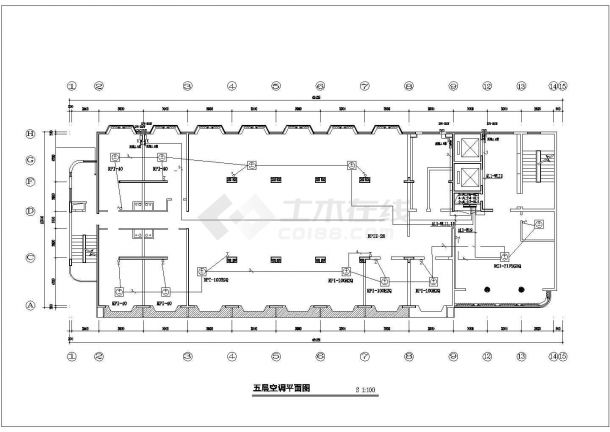 长44.8米 宽15.5米 -1+6层办公楼电施cad图（含设计说明）-图一