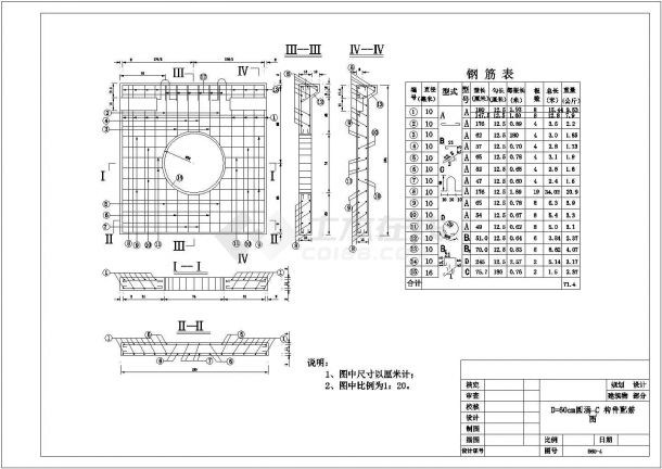 60cm圆涵构件配筋图 平剖面图（涵洞规划设计）-图二