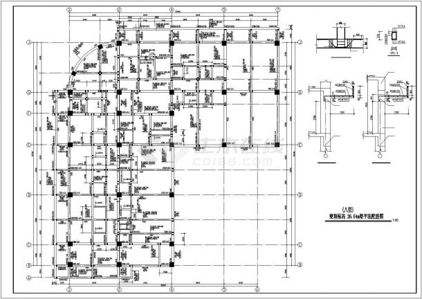 某多层框架结构商厦结构设计CAD图-图二