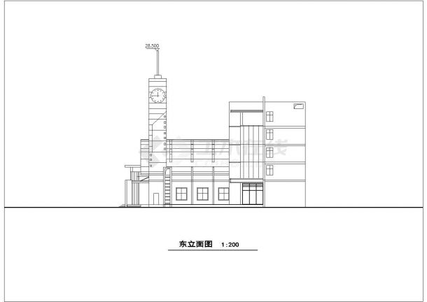 长87.62米 宽28.5米 4层3200平米二级汽车站建筑设计图【平立剖】-图一