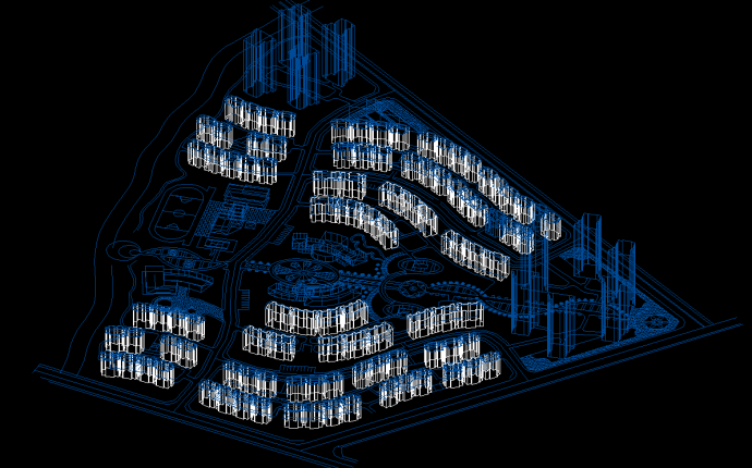 某现代高级住宅小区规划设计cad三维施工图纸_图1