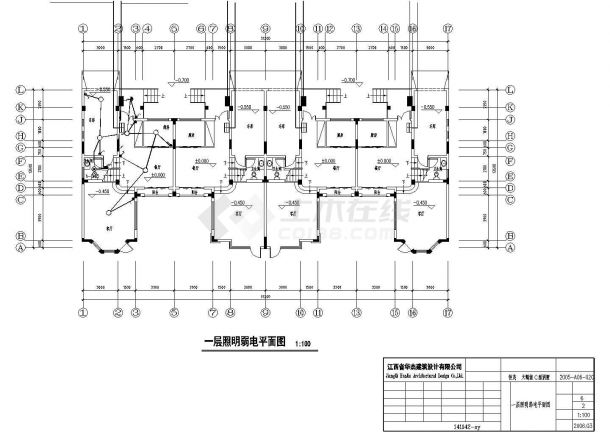 邯郸市某丽岛别墅区3层砖混结构组合式别墅电气系统设计CAD图纸-图一