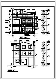 住宅设计_某三层砖混结构农村现代住宅建筑施工cad图纸-图二