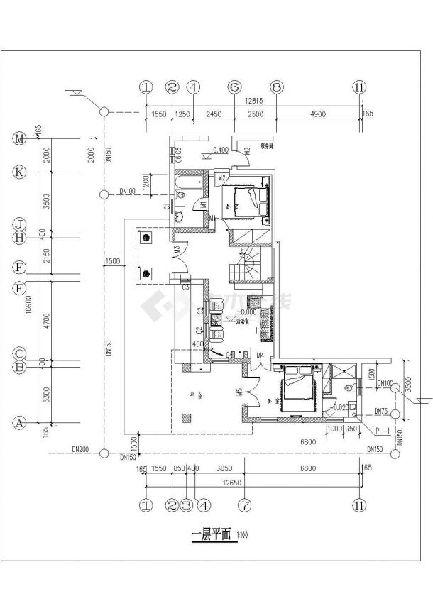 许昌市张河新村某2层砖混结构乡村别墅给排水设计CAD图纸-图二