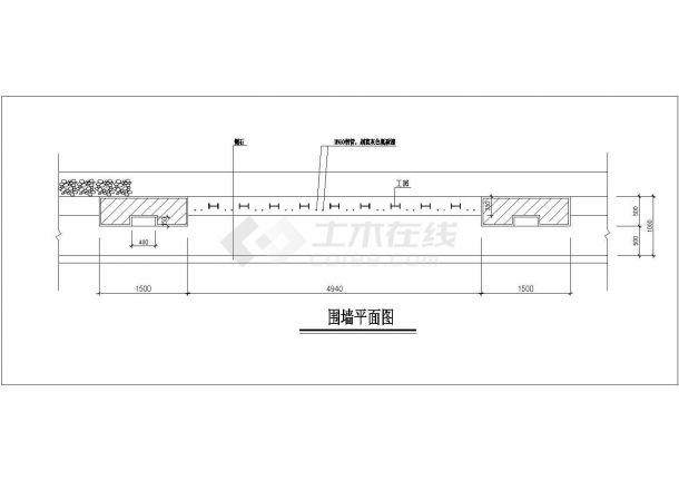 某园林景观围墙设计cad详细建筑施工图-图二