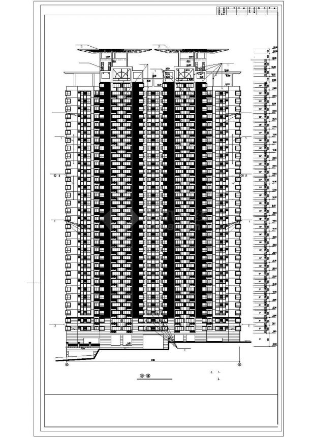 宿迁市某社区22层剪力墙结构住宅楼立面设计CAD图纸（含地下2层）-图二