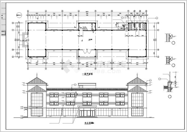 常州市某街道2120平米4层框架结构商业综合楼建筑设计CAD图纸-图二
