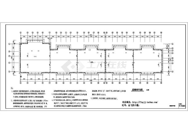 长67.44米 宽13.2米 6层5单元砖混结构住宅楼电施CAD图纸-图一