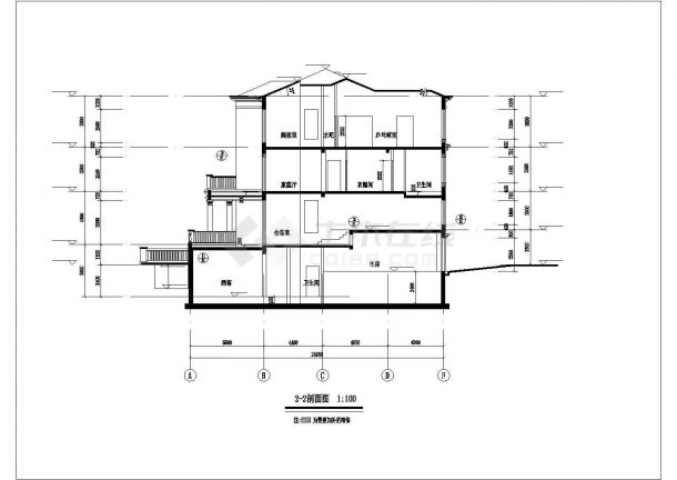 昆山市星苑花园小区292平米3层框剪结构单体别墅建筑结构设计CAD图纸-图一