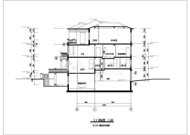 昆山市星苑花园小区292平米3层框剪结构单体别墅建筑结构设计CAD图纸-图二