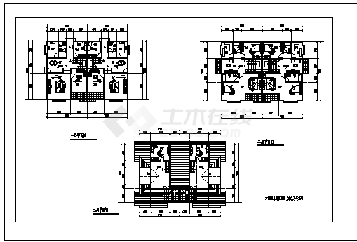 住宅设计_200平米某三层框架结构住宅全套施工cad图纸-图一