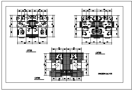 住宅设计_200平米某三层框架结构住宅全套施工cad图纸_图1