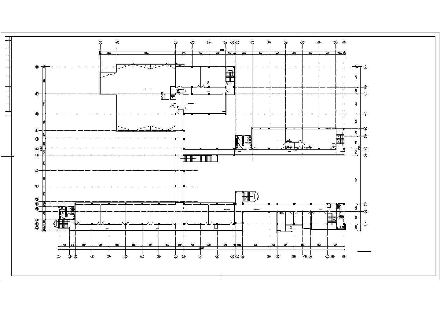 多层学校综合楼建筑设计CAD图纸，共12张图纸