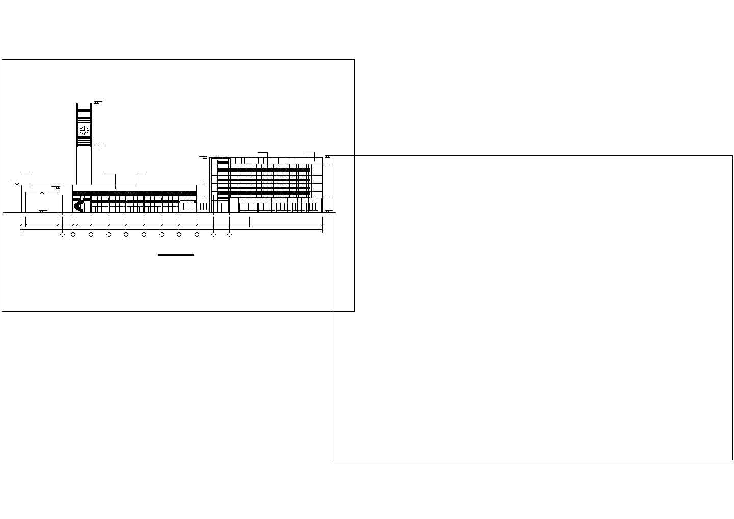 长132.88米 宽50.4米 5层7633平米汽车站初步设计方案【平立剖 总平（屋顶及立剖面图无标注）】