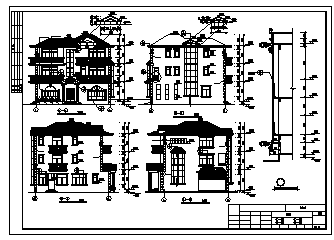 住宅设计_某三层框架结构现代简约住宅建筑施工cad图纸-图一