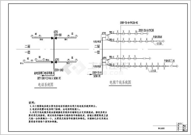 某教师办公楼强弱电结构图纸-图一