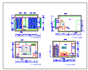 小两居户型室内装修设计cad施工平立剖面详图-图一