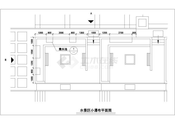 某水景区小瀑布设计cad施工详图-图一