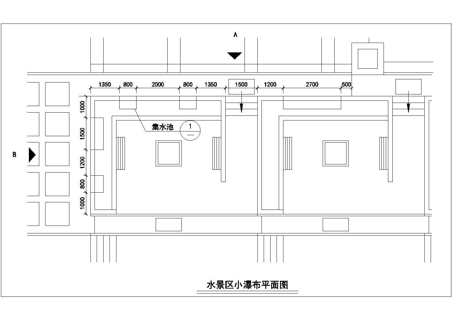 某水景区小瀑布设计cad施工详图