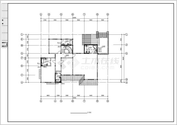 苏式江南二层别墅建筑结构水电施工设计cad图，共四张-图一