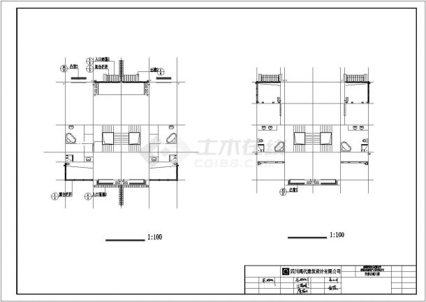 哈尔滨市锦鑫花园小区3层砖混结构双拼别墅建筑设计CAD图纸（含地下室）-图一