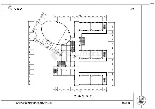 长沙某小学建筑规划设计平面布置图-图二