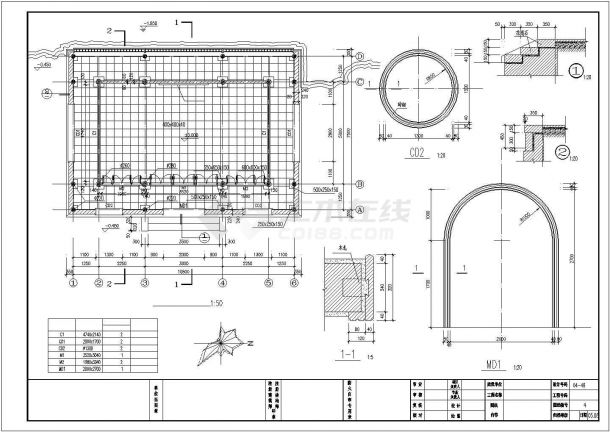 成都市某寺庙内部单层框架结构古典房屋建筑设计CAD图纸-图一