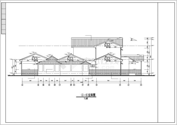 厦门市某小区2层框架结构古典别墅建筑设计CAD图纸（含结构和电气图）-图一