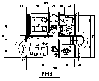 600平米三层带半地下室别墅设计cad图(含平面图，共四张)-图二