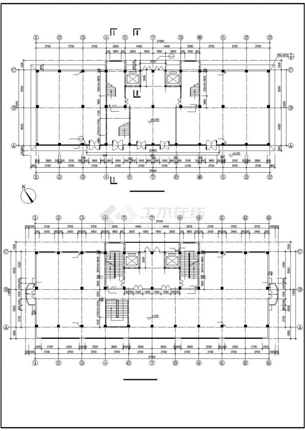 多层商业综合楼建筑施工CAD图-图二