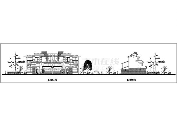 贵阳市某度假区3层砖混结构双拼式别墅住宅楼建筑设计CAD图纸-图一