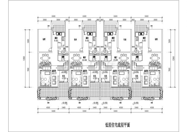 贵阳市某度假区3层砖混结构双拼式别墅住宅楼建筑设计CAD图纸-图二