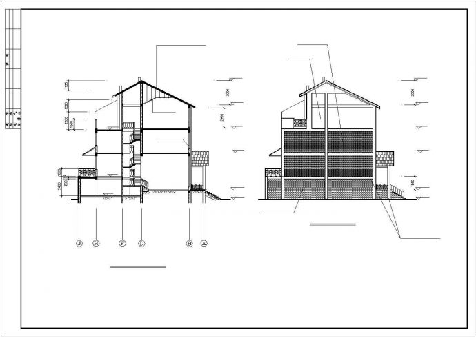 某居住小区多层连排高级别墅建筑设计方案施工CAD图纸_图1