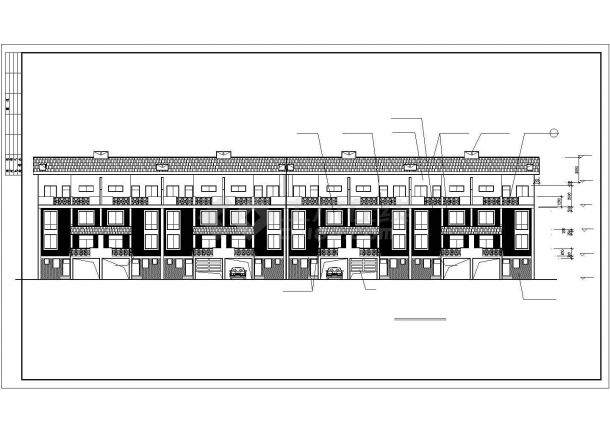 某居住小区多层连排高级别墅建筑设计方案施工CAD图纸-图二