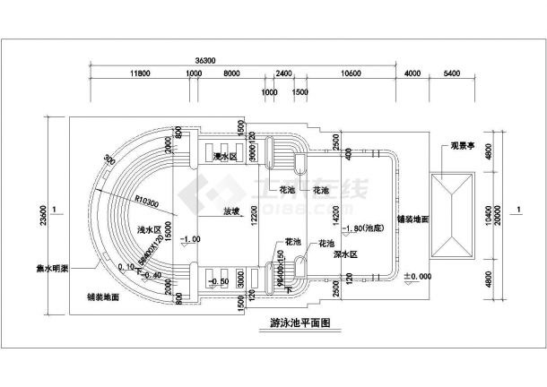 某游泳池规划设计cad施工详图-图一