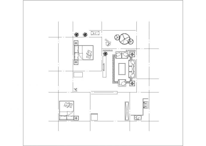某两厅一厅室内家具平面布置图_图1