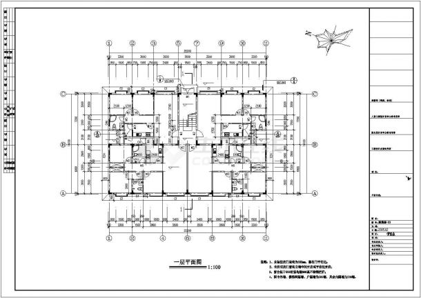 深圳市盐田区某小区1970平米6层框架结构住宅楼建筑设计CAD图纸-图二