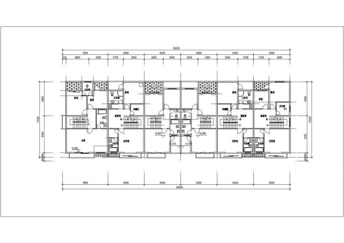 某小区多层现代联拼别墅建筑全套设计方案施工CAD图纸_图1