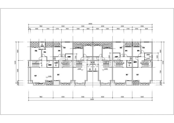 某小区多层现代联拼别墅建筑全套设计方案施工CAD图纸-图二