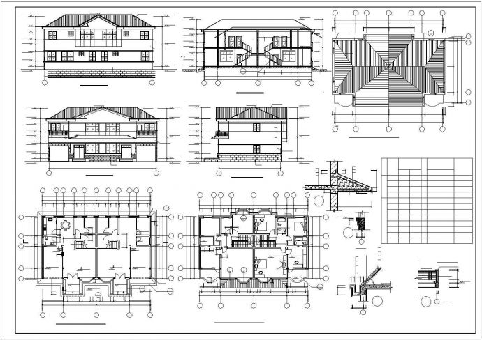 某景区山庄现代双拼别墅建筑全套设计方案施工CAD图纸_图1