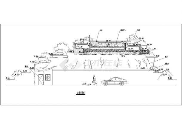 某景观山体设计cad施工详图-图一