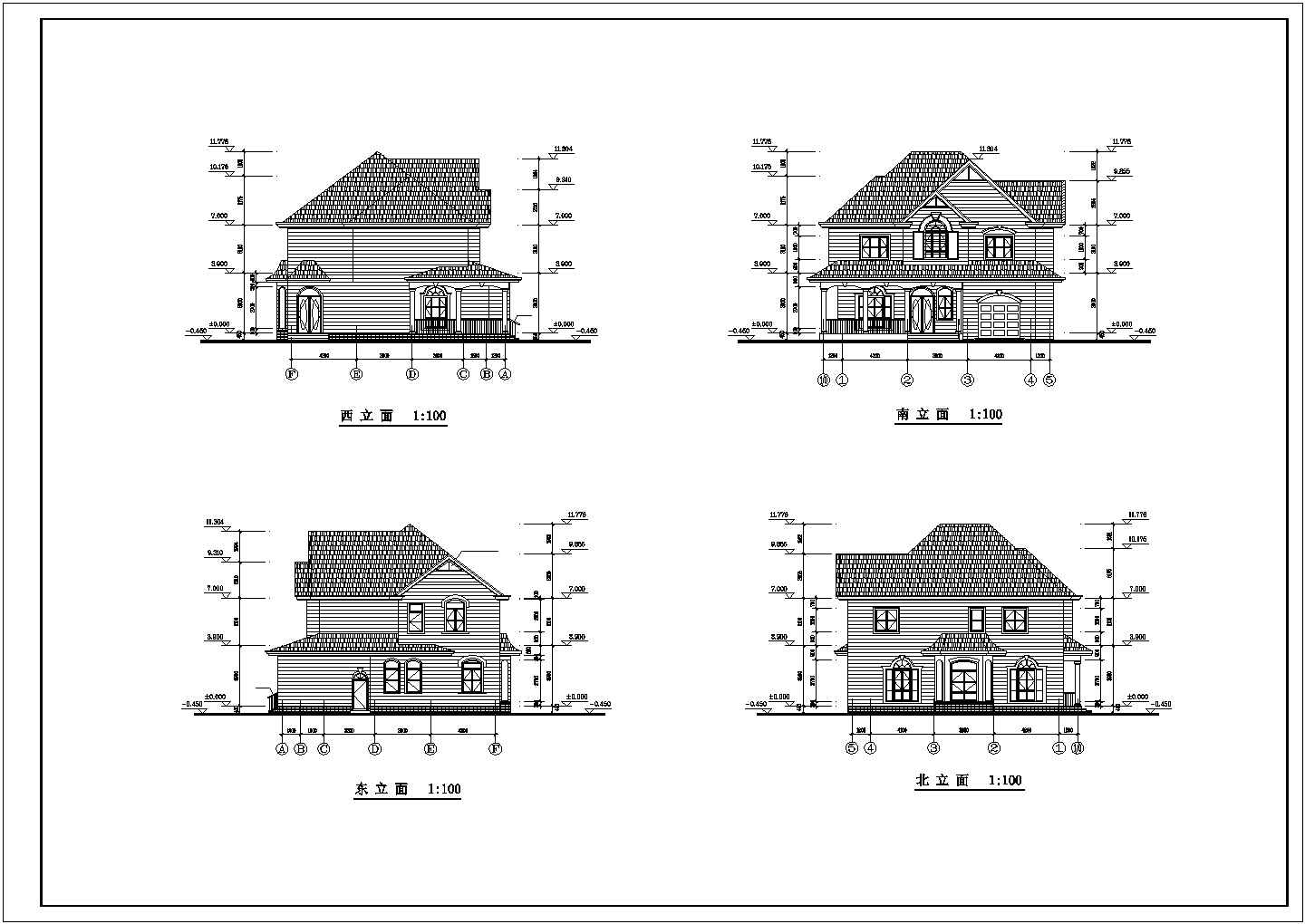 某度假山庄高级别墅区独立建筑方案设计施工CAD图纸